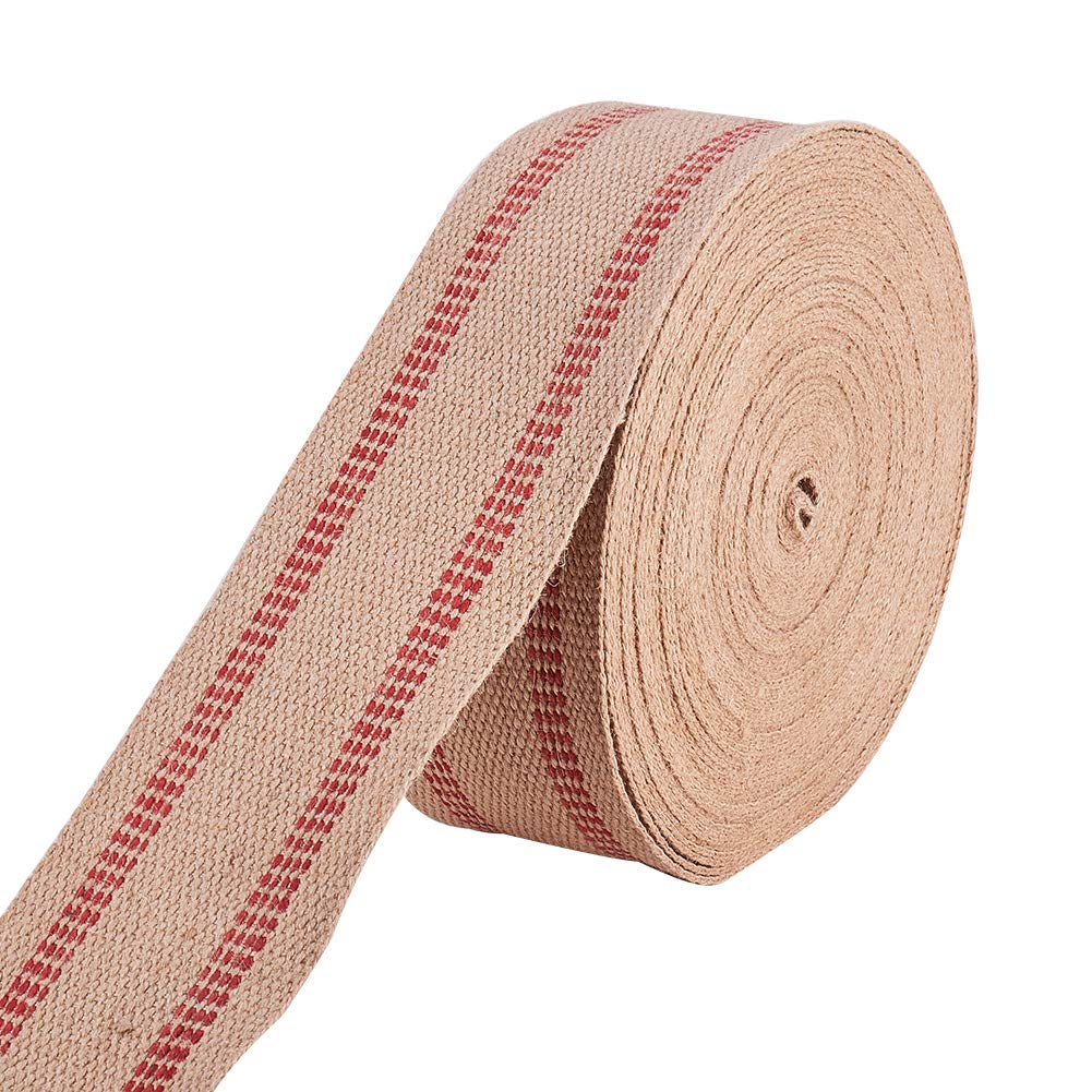 INCREWAY Jute Webbing, Red Upholstery Craft Jute Webbing Natural Rustic Jute Burlap Ribbon Linen Craft Upholstery Tape, 3.5" x 20 Yd