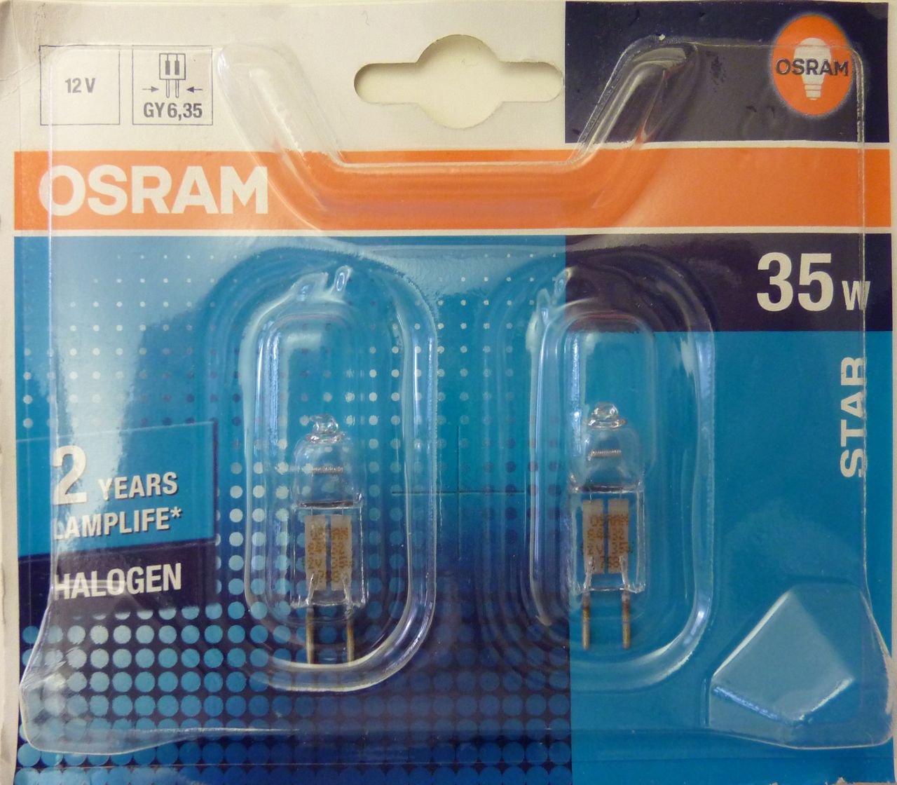 Osram "HALOSTAR" Halogen-Pin-Base, Warm White, GY6.35, 35 Watts, Pack of 2