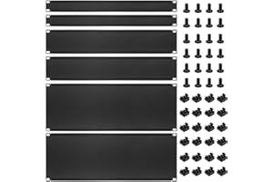 FFKJDM 6 Pcs 1U,2U,4U Blank Panel Metal Rack Mount, 19 Inches, Filler Panel Mount Spacer Rack Blanking Panel Kit for Enclosure Server Rack Cabinet Black