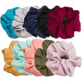 AOPRIE 10 Pack Hair Scrunchies Cotton Scrunchie Set Vintage Hair Bands Ties for Women Girls,10 colors