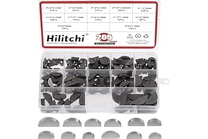 Hilitchi 205Pcs 12 Sizes Carbon Steel Woodruff Keys Half Moon Assortment Kit, Semicircle Bond Key Hardware Metric Assortment 