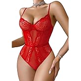 Avidlove Women Lingerie Bodysuit Lace Teddy Snap Crotch One Piece Underwire Babydoll