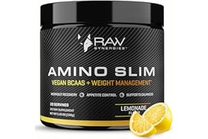 RAW SYNERGIES Amino Slim - Slimming BCAA Weight Loss Drink for Women, Vegan Amino Acids & L-Glutamine Powder for Post Workout Recovery & Fat Burning | Daily Appetite Suppressant, Metabolism Booster & Stress Relief
