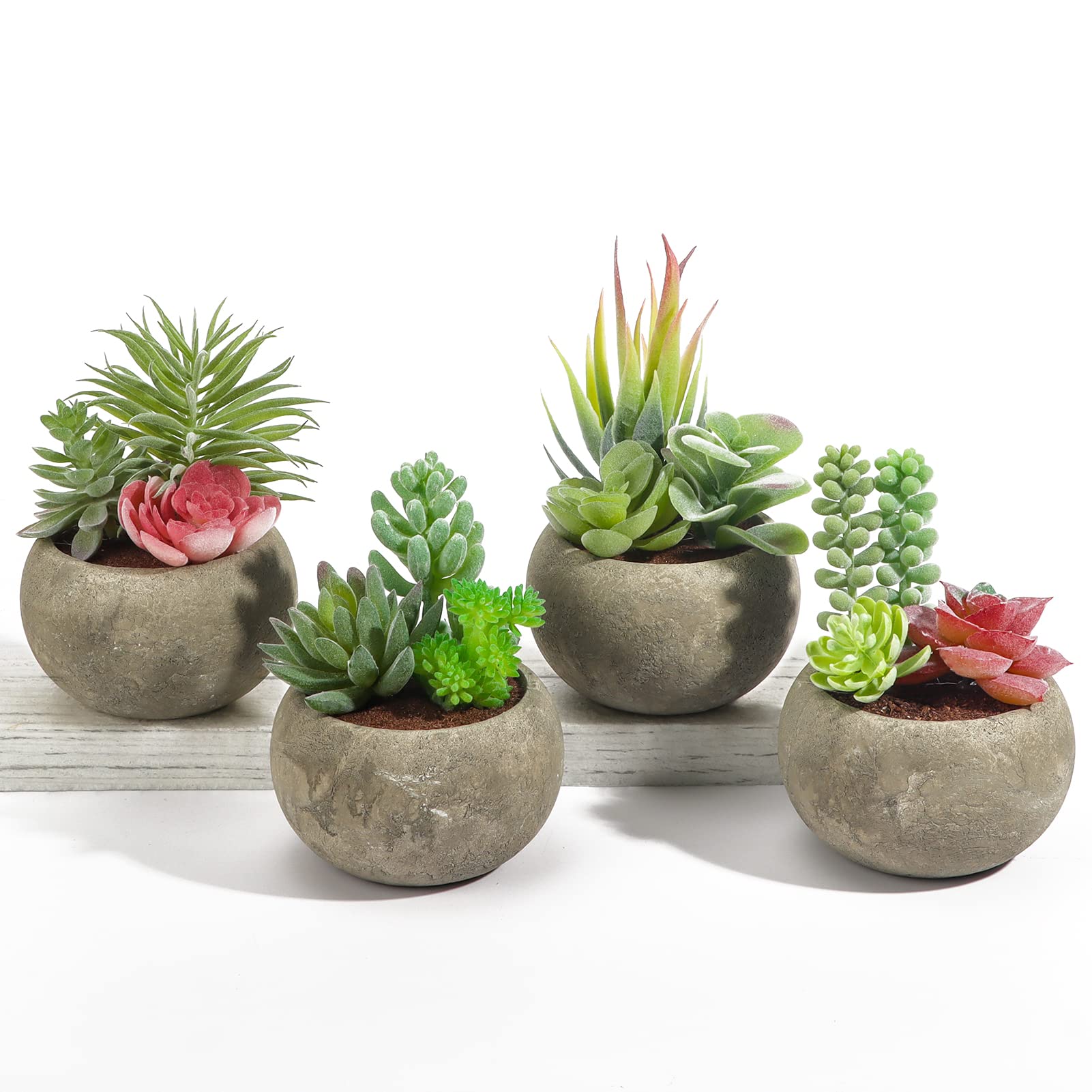 Succulents Plants Artificial 4 Pack Mini Fake Succulents in Pots Assorted  Sma... | eBay