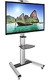 Mount-It! MI-875 TV Cart Mobile Height Adjustable TV Stand Wheeled Flat Screen Television Stands with Rolling Casters, VESA Compatible TV Mount Bracket Fits Displays from 32 to 70 Inch, 110 Lb