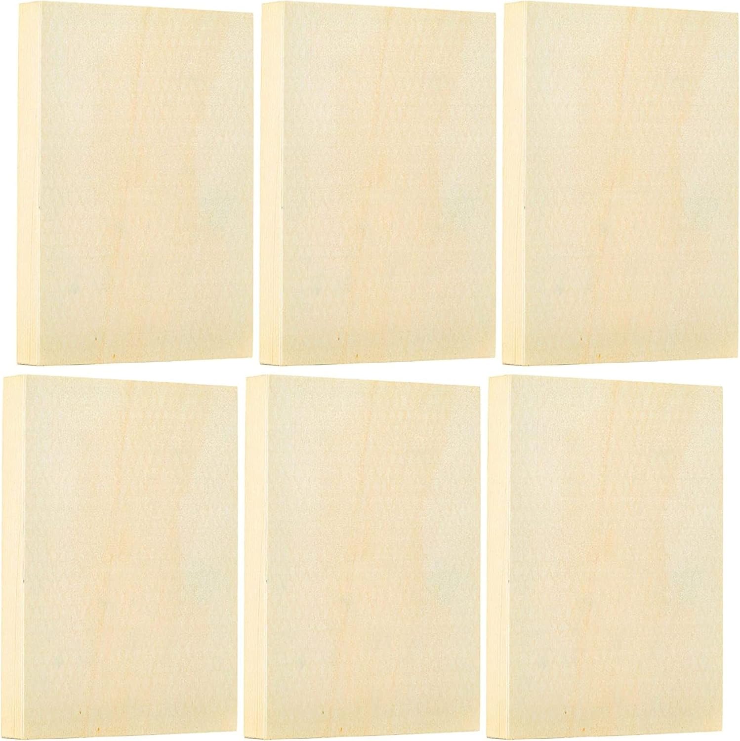 Unfinished Wood Paint Panel Boards (5 x 7 in, Rectangle, 6 Pack)