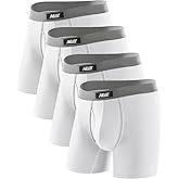 Nullktie Men's Boxer Briefs with Fly 4 Pack, Micro Modal Underwear with Pouch, No Ride Up