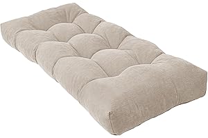 ROFIEJOX Bench Cushion 45 Inch - Chenille Fabric, High-Density Foam, Non-Slip Bottom, Soft Durable Indoor Tufted Long Seat Cushion for Window Garden Furniture (Oyster White, 45x18x4 Inch)