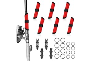 BOXOB 6pcs Fishing Hook Covers, 5.91 Inch Fishing Lure Covers with 4 Sets Bait Holders Hook Keeper Fish Pole Sleeve Rod Glove Protectors Wraps Essential Gear for Fishermen Gift
