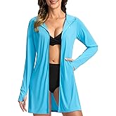 Soothfeel Women's UPF 50+ Swim Cover Up Sun Protection Hoodie SPF Lightweight Jacket Long Sleeve Beach Cover Ups for Women