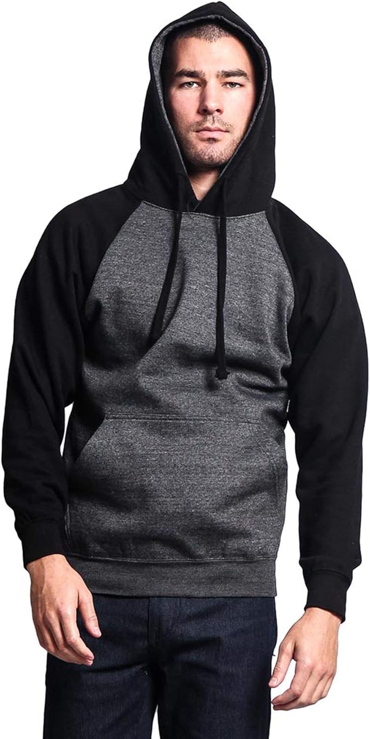 G-Style USA Premium Heavyweight Contrast Raglan Sleeve Pullover Hoodie Sweatshirt at  Men’s Clothing store