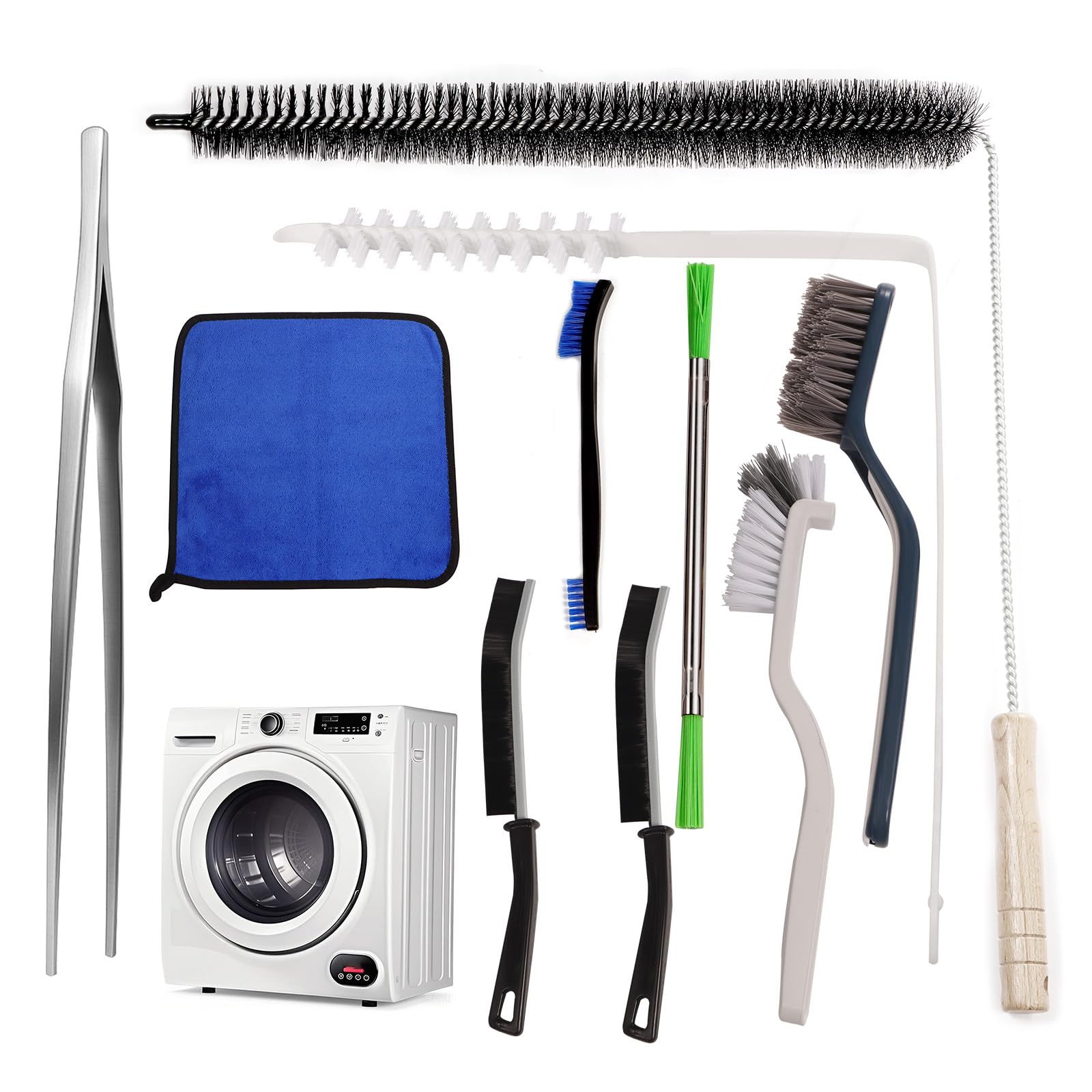 Photo 1 of 10PCS Dryer Vent Cleaner Kit, Flexible Brush with 8 Attachments & Microfiber Cloth for Deep Cleaning Lint/Dust in Dryer, Washer, Duct, Vent, Filter & Narrow Gaps of Kitchen Appliances
