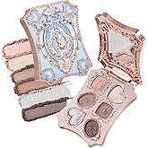 Flower Knows Bunny Garden 6-Color Makeup Palette,Soft Pink Face Makeup with 4 Matte + 2 Shimmer Shades,Blendable & Smooth,Cute Make Up Gift,0.23 oz(01 White Bunny)