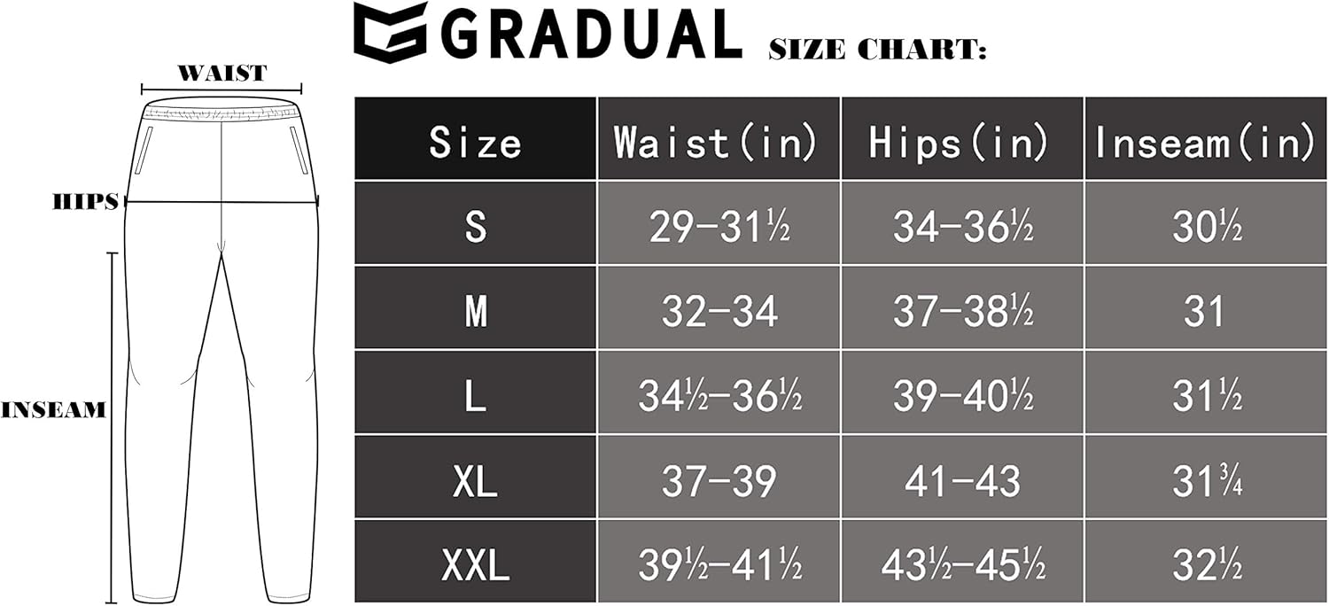 G Gradual Men's Sweatpants with Zipper Pockets Tapered Track Athletic Pants for Men Running, Exercise, Workout: Clothing