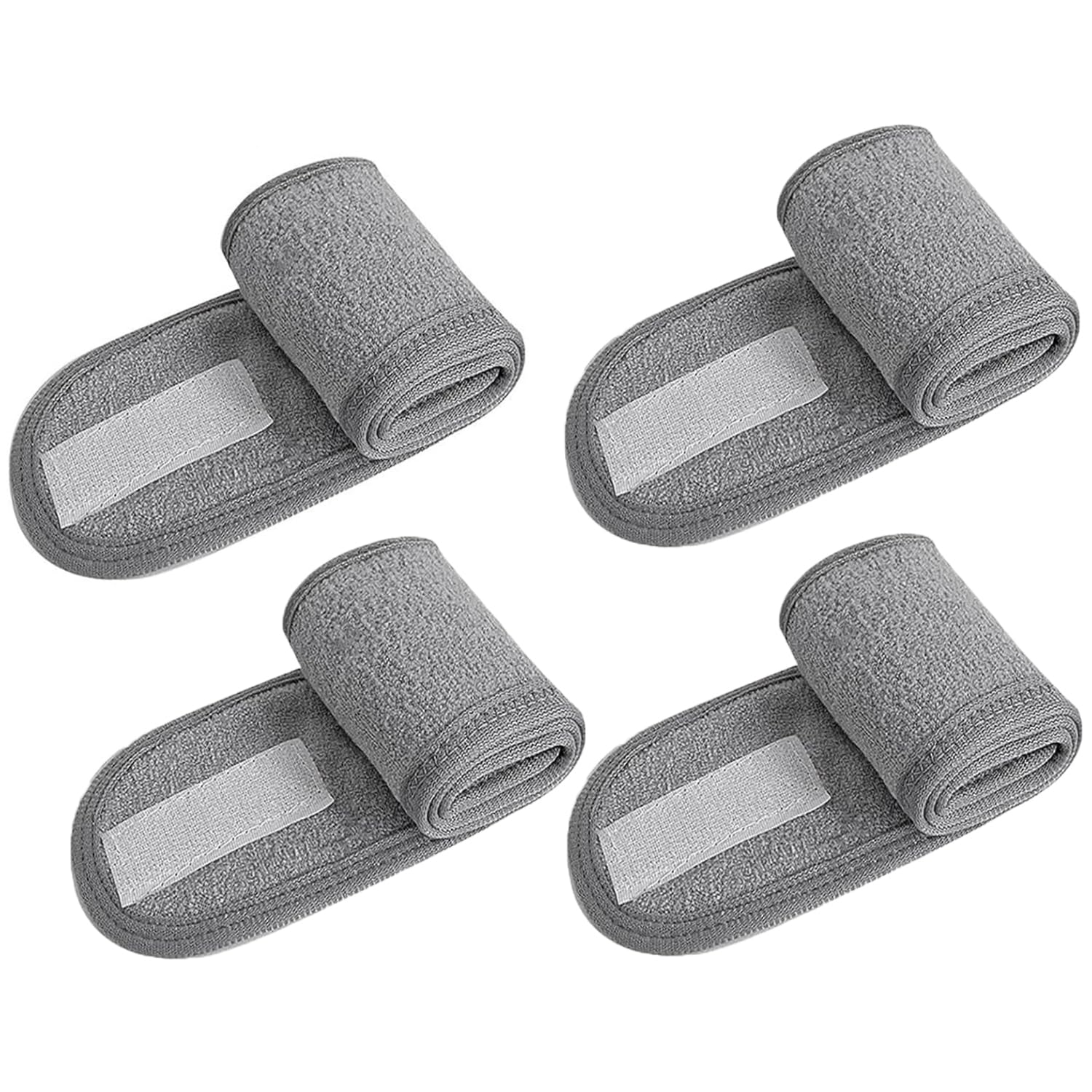4 Pack Spa Facial Headband Makeup Hair Band Women Skincare Adjustable Microfibre Headband for Washing Face Sports Shower Yoga Bath (Grey)