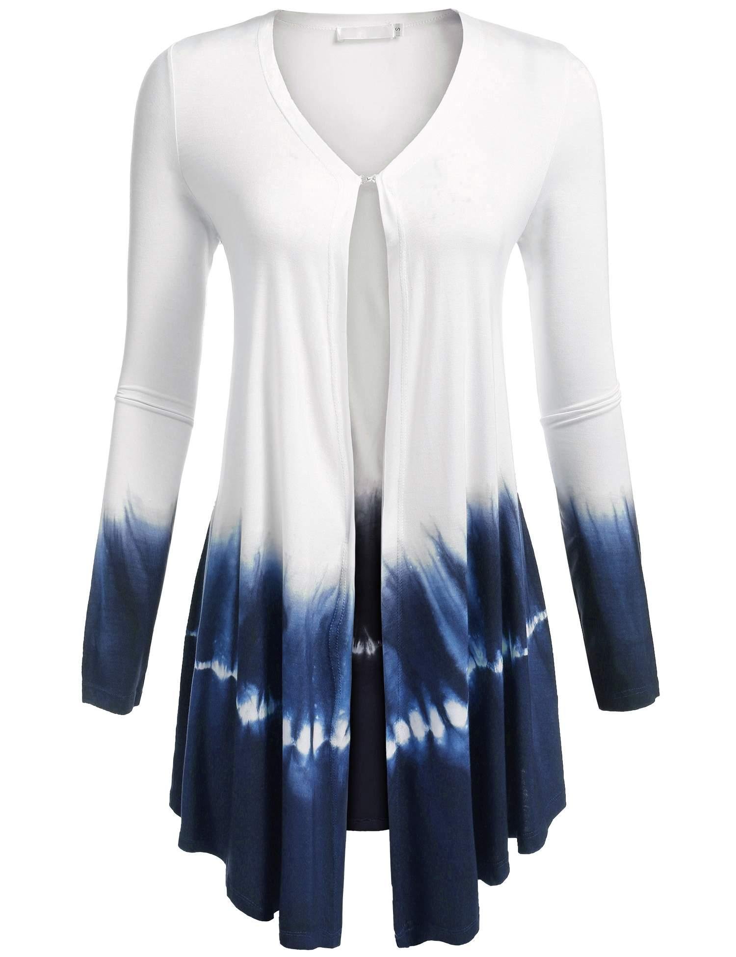 Womens Cardigans High Low Long Sleeve Open Front Lightweight Blouses Irregular Hem Draped Cardigans Blue Medium