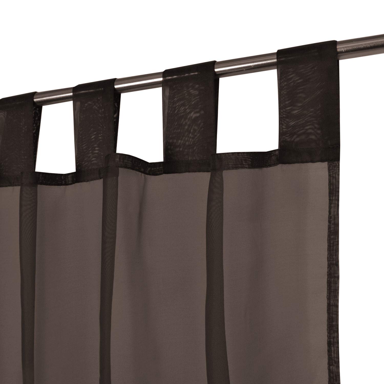 Megachest lucy Woven Voile Tab Top Curtain 2 Panels with ties (28 colors) (dark brown, 56" wideX81 drop(W142cmXH206cm))