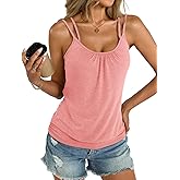 EasyGala Womens Banded Bottom Spaghetti Strap Tank Top Scoop Neck Pleated Camisole Tops Summer Sexy Sleeveless Shirts Dressy