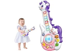 Marstone Toys for 1 Year Old Girl Birthday Gifts: Baby Musical Unicorn Toys 12-18 Months, Educational Cartoon Guitar for Toddlers 1-2, Infant 1st First Interactive Learning Birthday Present