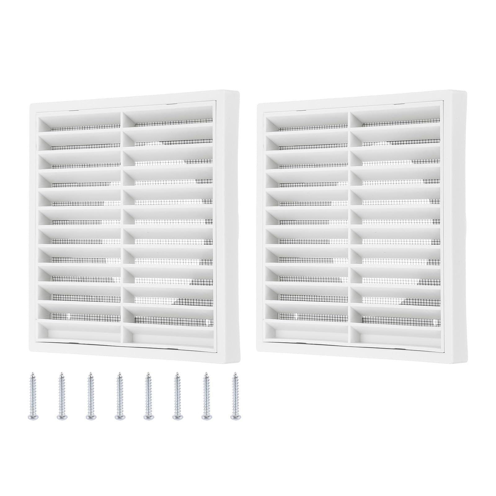 PATIKIL 5" Wall Vent, 2pcs ABS Gable Vent Grille Louvered Square Louver Air Vent Cover with Screen Mesh for Exterior Wall AC HVAC Intake Exhaust Ventilation