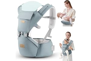 VYPERX 6-in-1 Ways Baby Carrier with Hip Seat and Lumbar Support, Newborn to Toddler, 0-36 Month, 7-33 Lb, Ergonomic All Positions Kids Carrier Soft Baby Holder Carrier with Hood for All Seasons Blue