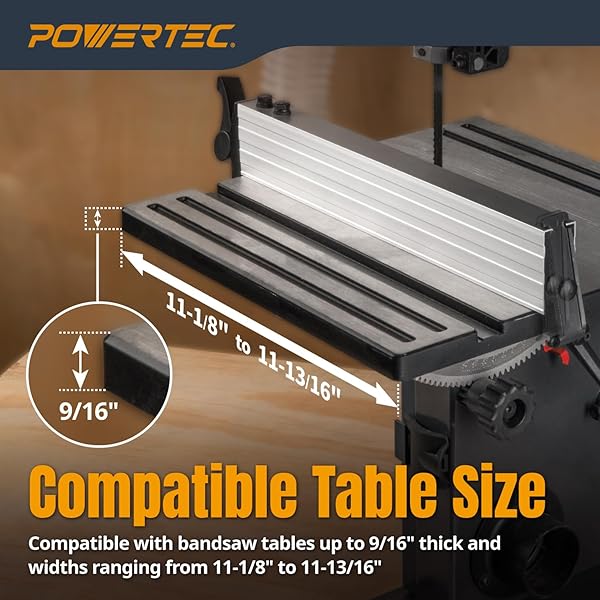 POWERTEC BS900RF RIP FENCE FOR POWERTEC BS900 WOOD BAND SAW AND SIMILAR BAND SAWS WITH A WORK TABLE SIZE OF 11-1/8” TO 11-13/16”