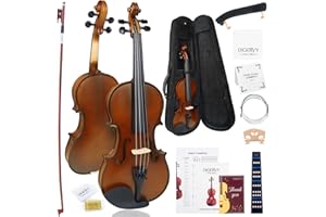 DIGERVY Solid Wood 4/4 Violin for Beginners – Spruce Top & Maple Back Acoustic Violin, Starter Kit with Rosewood Bow,Rosin,Sh