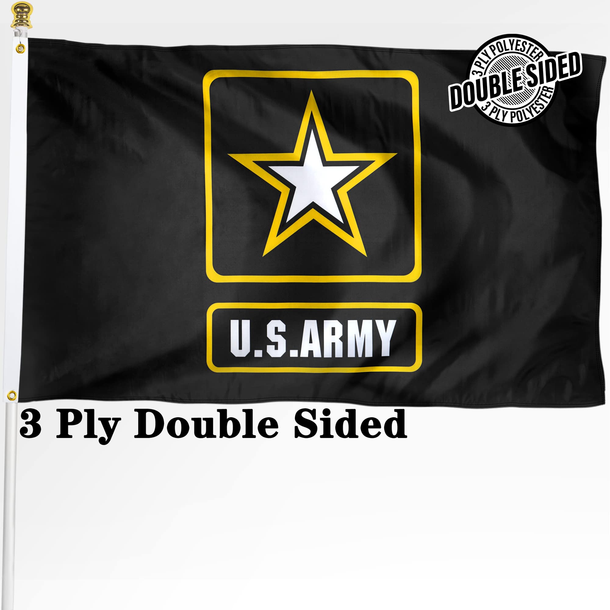 XIFAN Premium Double Sided Flag For US Army Military - Heavy Duty 3ply Polyester Durable Vibrant Print Double Stitched - 3x5 FT Indoor Outdoor Banner