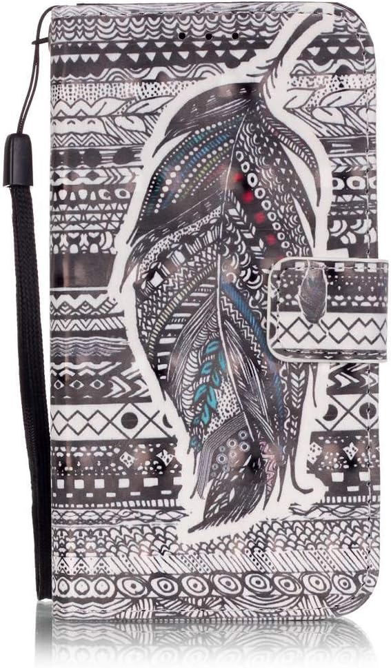 ISAKEN Samsung Galaxy S4 Case, Galaxy S4 Flip Cover, PU Leather Cover for Galaxy S4 I9500 - Bookstyle Pu Leather Wallet Magnetic Strap Design Pouch with Card Holder - tribal feather