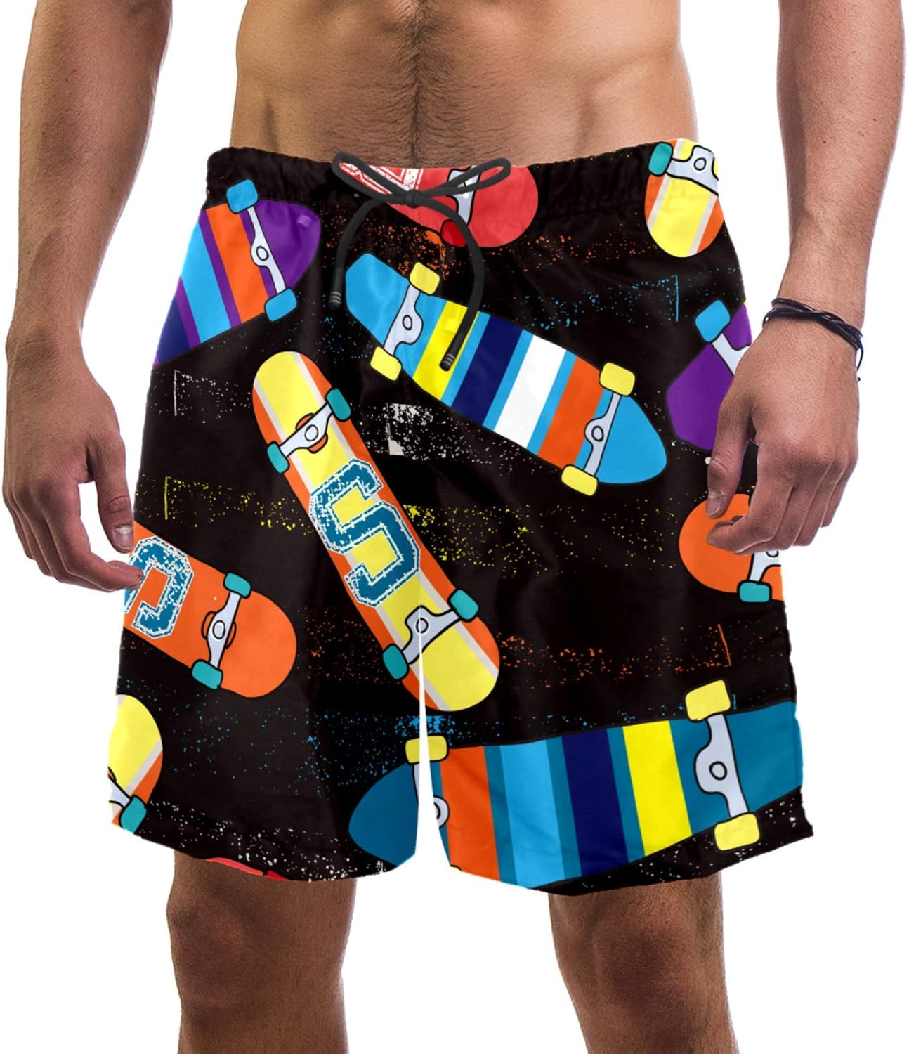 Mens Short Skateboard Swim Trunks Quick Dry Breathable Sports Beach