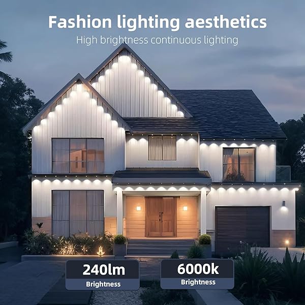HOYECHI PERMANENT OUTDOOR LIGHTS 100FT – SMART RAINBOW LED OUTDOOR DECOR WITH 60 LIGHTS, WATERPROOF FOR HALLOWEEN CHRISTMAS DAILY & HOLIDAY – WHITE