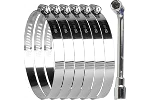 SMLCON 6 Pack Stainless Steel Hose Clamps - Adjustable 3.5"-4.5" (90-110mm) Worm Gear Hose Clamps with A Socket Wrench for Plumbing,Automotive And Mechanical Application