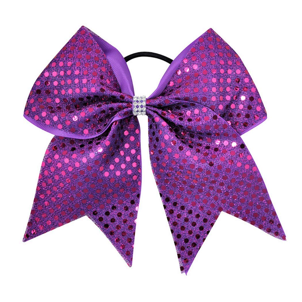 Cheer Hair Bow, Sequin Overlay, Rhinestones, and Grosgrain