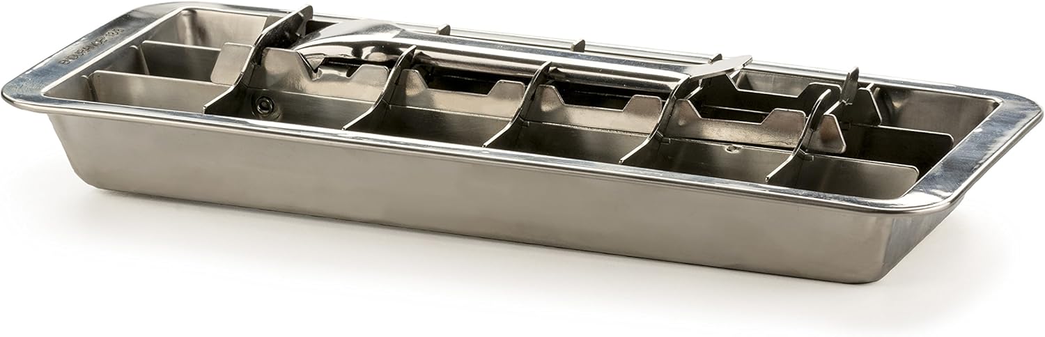 RSVP International Endurance Vintage Inspired Ice Cube Tray, 11" | Retro Design for Bars & Kitchens | Levers Remove Cubes | Heavy Duty Stainless Steel | Dishwasher Safe: Kitchen & Dining