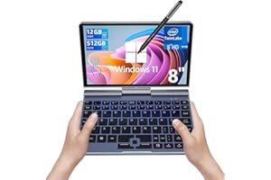 KOOSMILE Mini Laptop, Small Laptop Win 11 Pro 8 inch HD Touch Screen N150 2-in-1 Pocket PC 12GB LPDDR5 RAM, 512GB/1TB SSD Wi-Fi 6,BT 5.2,HDMI,2MP Camera Convertible Laptop (N150-12GB+512GB)