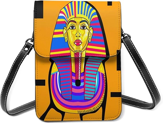 Amazon スマホポーチ レディースショルダーバッグ ポップアートのファラオベクトルスタイルのデザイン Tシャツのデザインに最適 財布斜めかけバッグ 多機能 小物入れ カワイイ キフト 13 5cmx19cm ショルダーバッグ