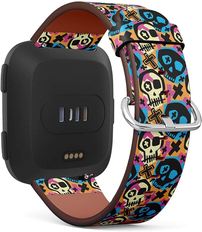 Funky Skull Modern Print Patterned Leather Wristband