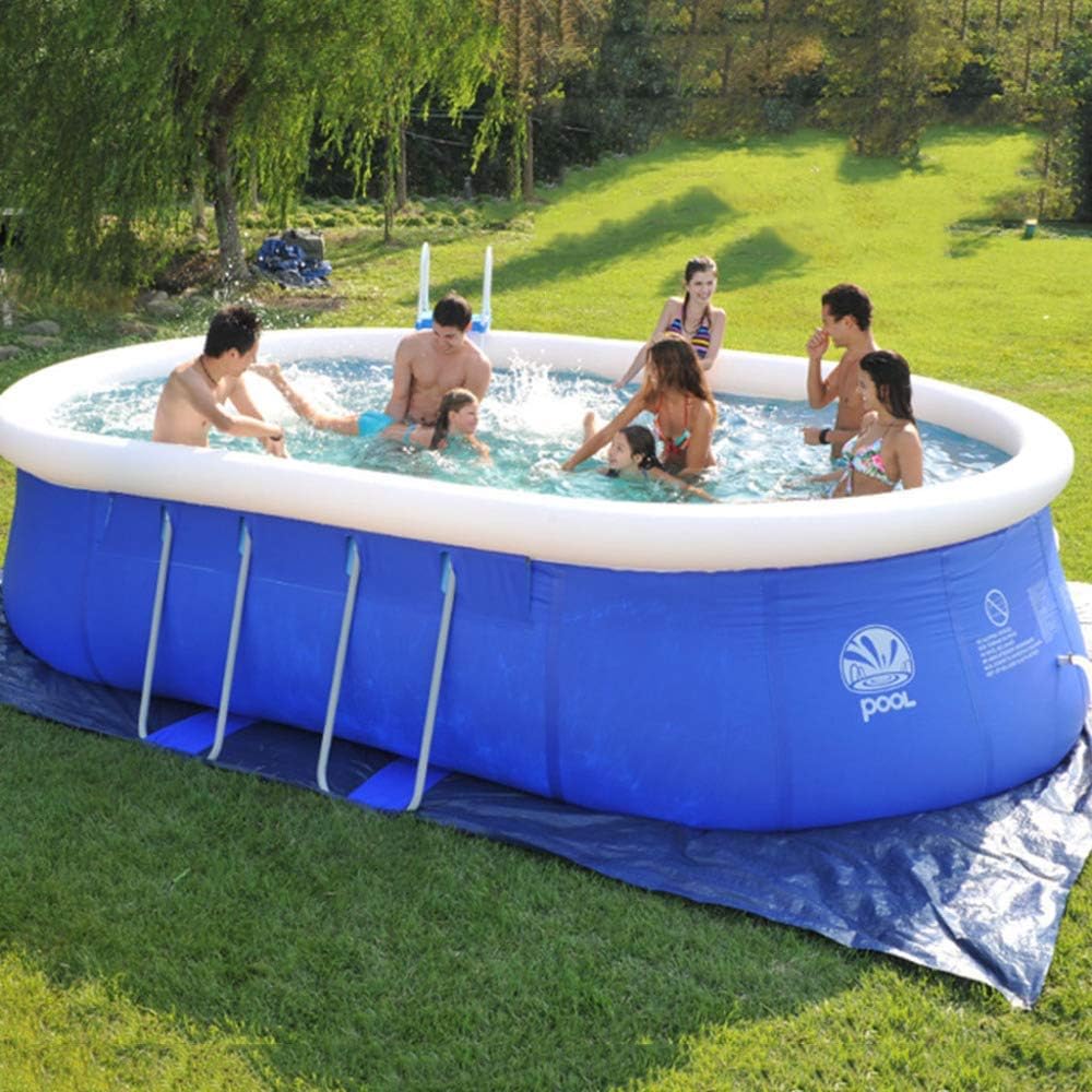 WQL Round kids family inflatable pool outdoor home swimming pool adult kids thick big oval wading pool water park-265 * 180 * 76cm Blue