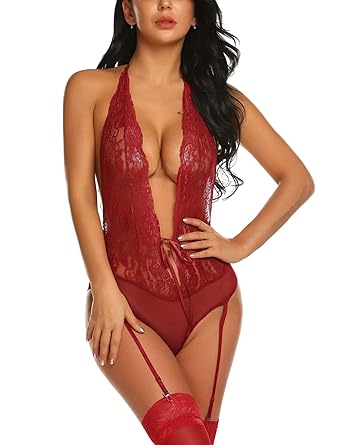 Untlet Damen Sexy Reizwäsche Unterwäsche Dessous Set Spitze BH und Slips Strumpfband Set Erotik Reizwäsche