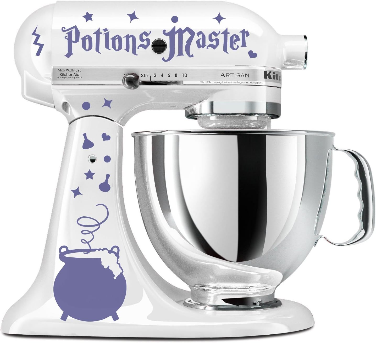 Potions Master Wizard Cauldron Lavender Vinyl Decal Set Stand Mixer Witches Wicca Mage