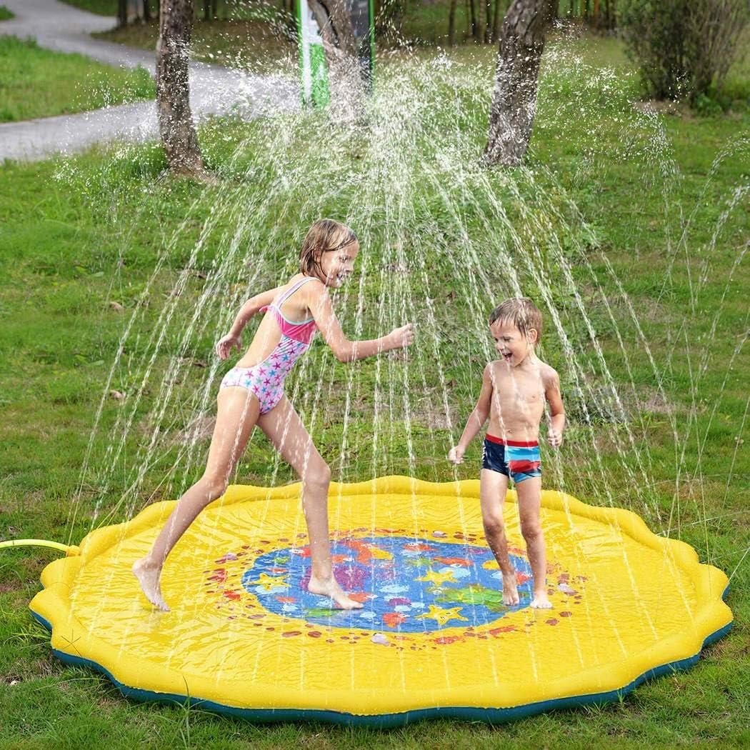 Weardear Sprinkler Pad Splash Play Mat 67" Toddler Summer Water Toys Fun for Infants Toddlers and Kids, Kids Outdoor Party Sprinkler Toy (style1 100cm)