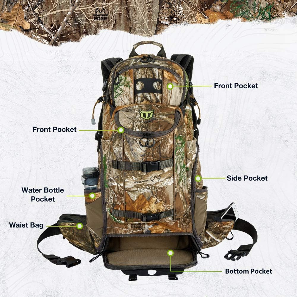TIDEWE Hunting Backpack 3400cu, Silent Frame Hunting Pack for Bow/Rifle/Pistol: Sports & Outdoors