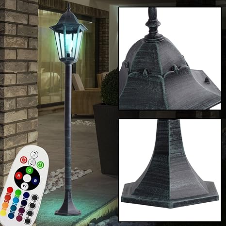 Rustikale Steh Leuchte Stand Lampe Fernbedienung Aussen Strahler Laterne Im Set Inklusive Rgb Led Leuchtmittel Amazon De Beleuchtung