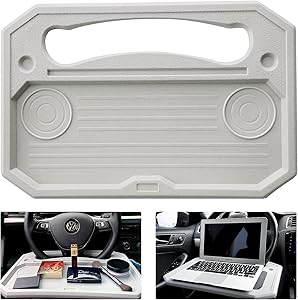 Matdology Car Tray Steering Wheel Table Auto Laptop Desk for Work, iPad, Notebook, Tablet, Food, Eating, Drink, Car Travel Table for Vehicle (Gray)