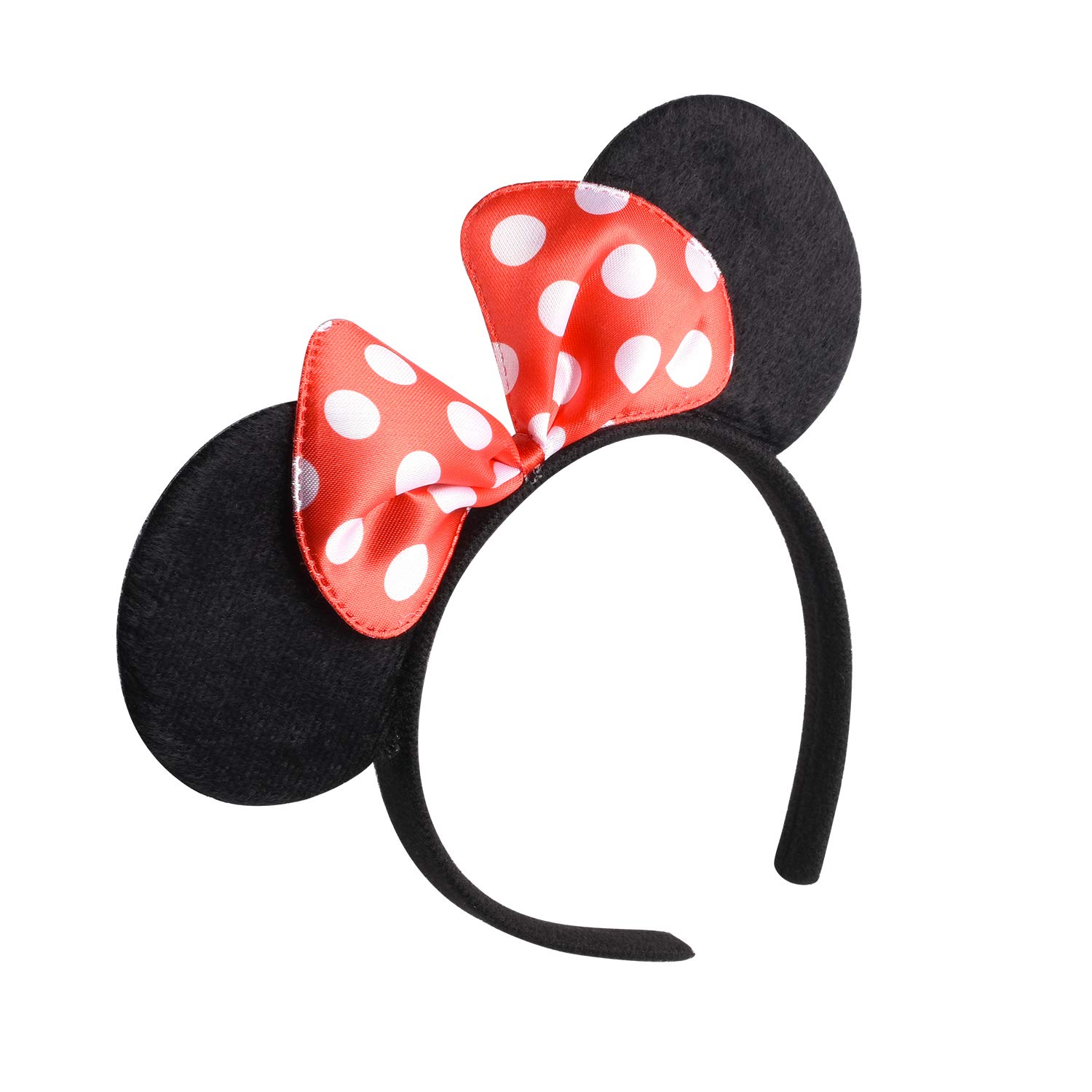 Picoway Mouse Ears Solid Black & Red Bow Headband Set of 20 : Beauty