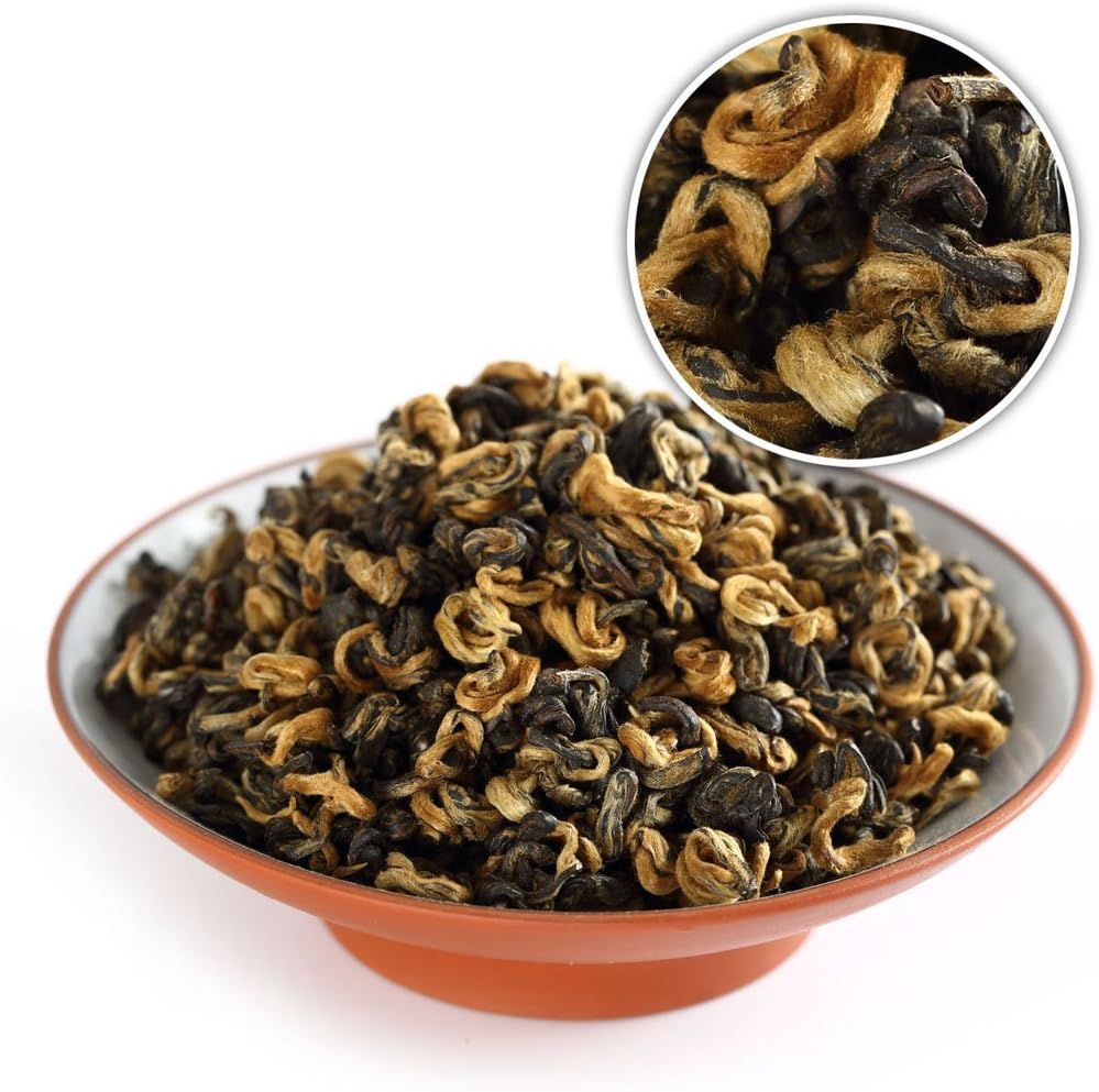 GOARTEA 100g / 3.5oz Supreme Yunnan Black Tea - Fengqing Dian Hong Dianhong Loose Leaf Snail Chinese Tea