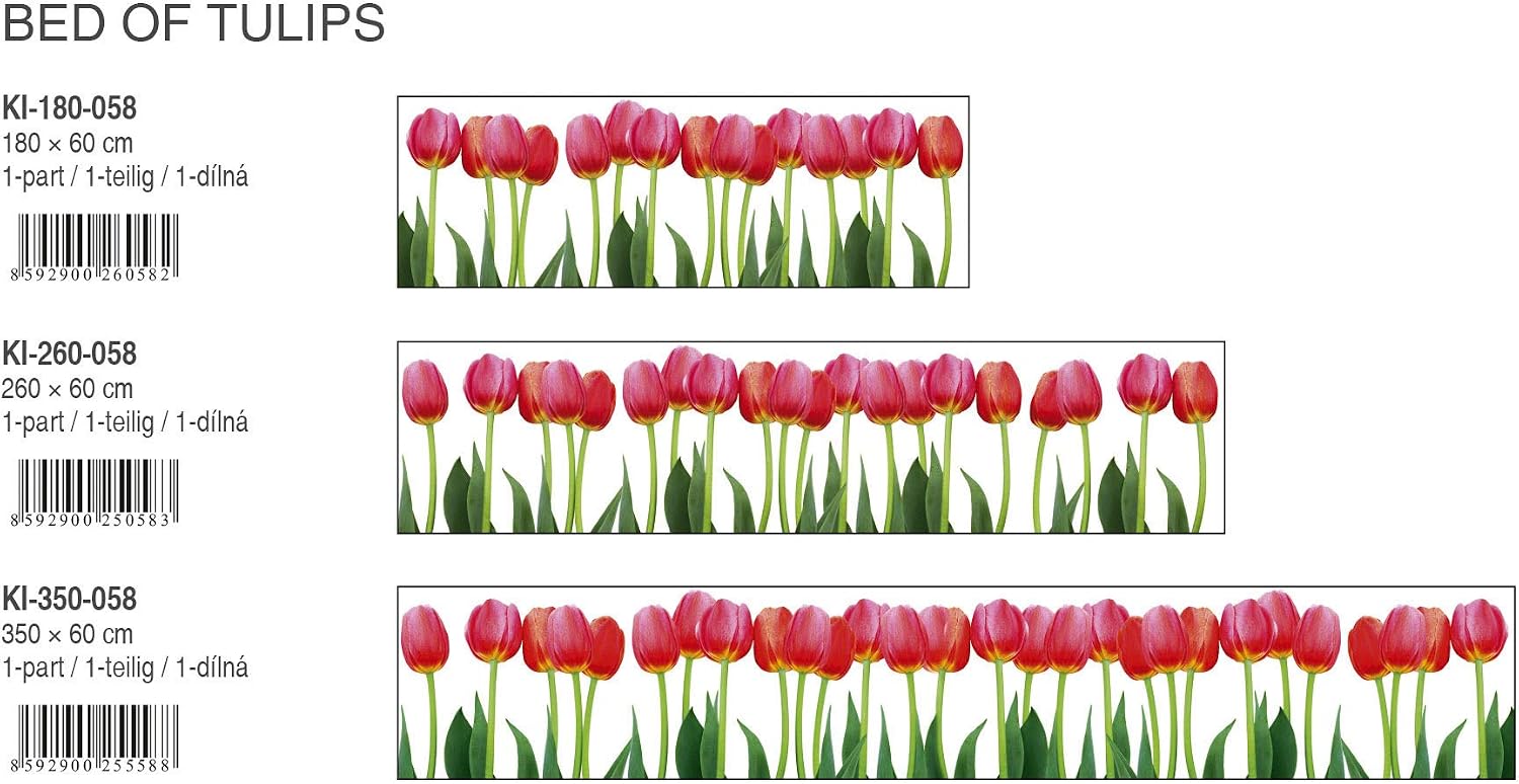 DIMEX LINE Peel and Stick Kitchen Backsplash Sticker Bed of Tulips, Red, 180 x 60 cm - Image 5