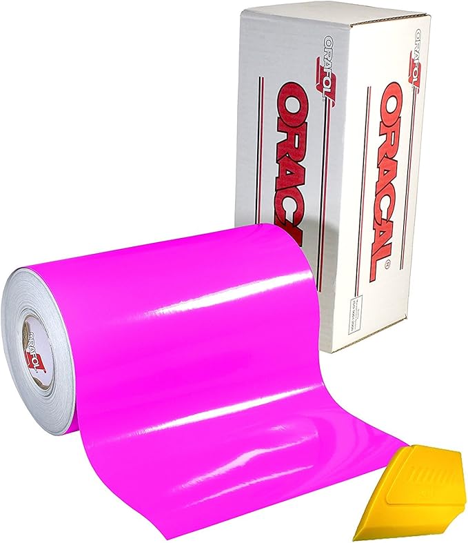 ORACAL 6510 Fluorescent Hot Pink Cast Vinyl Wrap 12" x 30" Roll for Cricut, Silhouette & Cameo