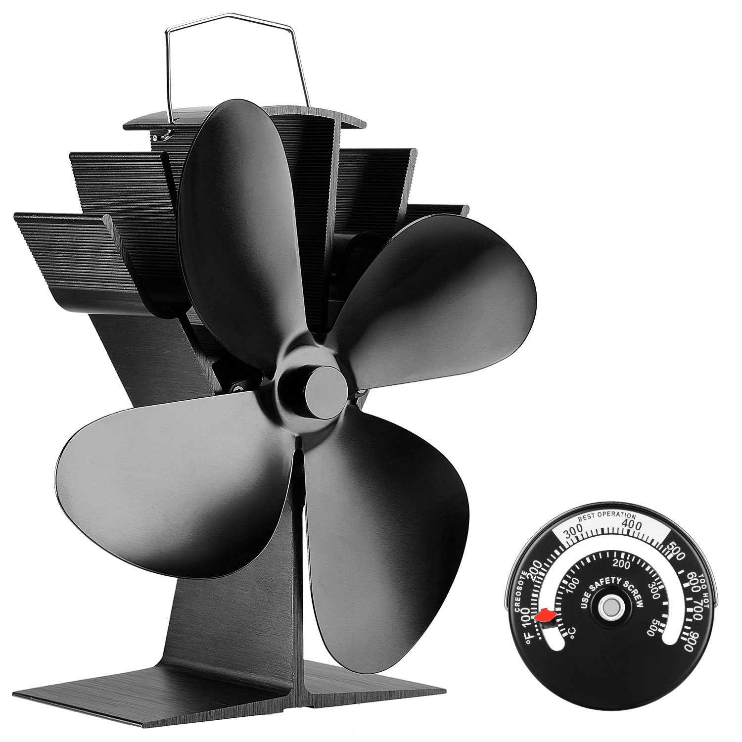 Heat Powered Stove Fan With Thermometereco Friendly Wood Fireplacemw Pokers