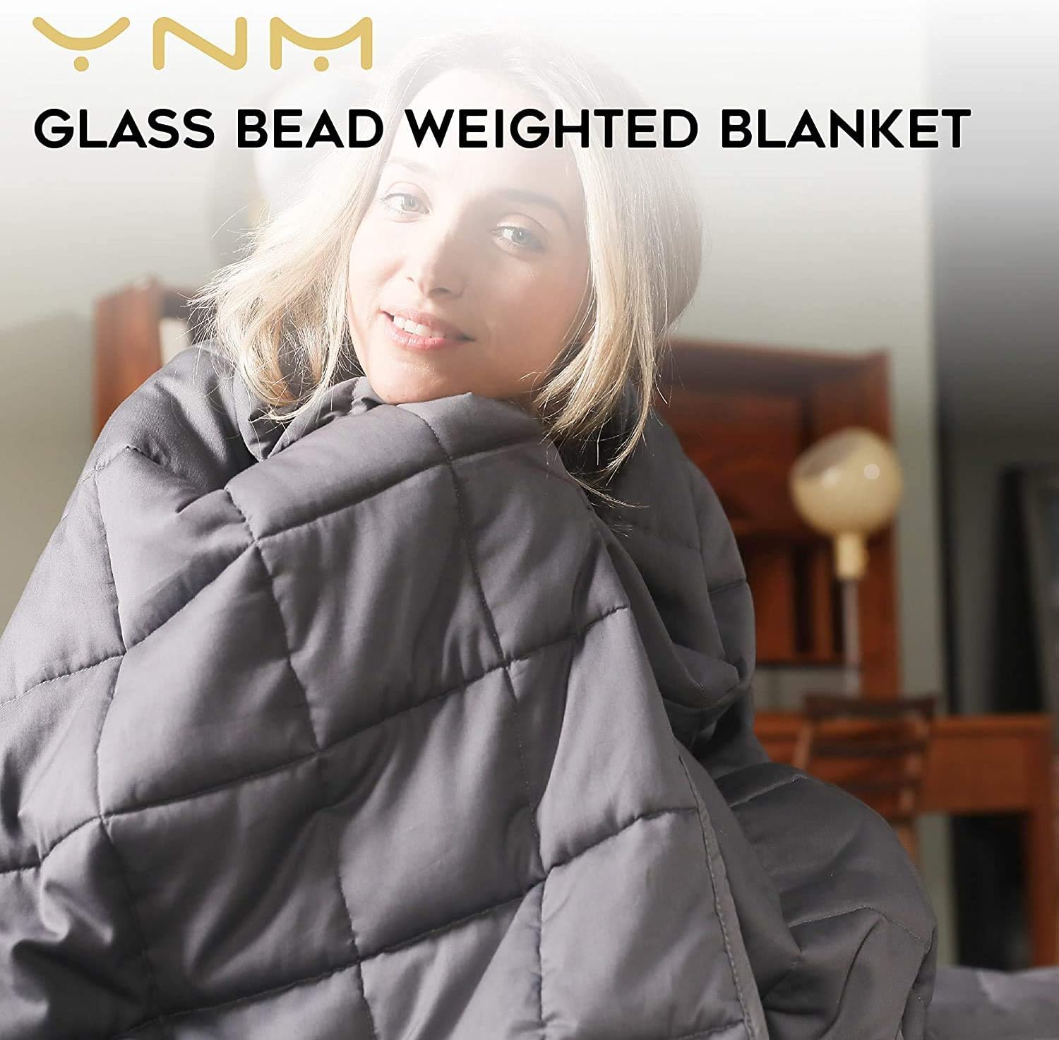 YnM Weighted Blanket — Heavy 100% Oeko-Tex Certified Cotton Material with Premium Glass Beads (Dark Grey, 48''x72'' 15lbs), Suit for One Person(~140lb) Use on Twin/Full Bed: Home & Kitchen